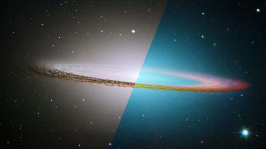 Sombrero Galaxy Visible Infrared Comparison Wallpaper