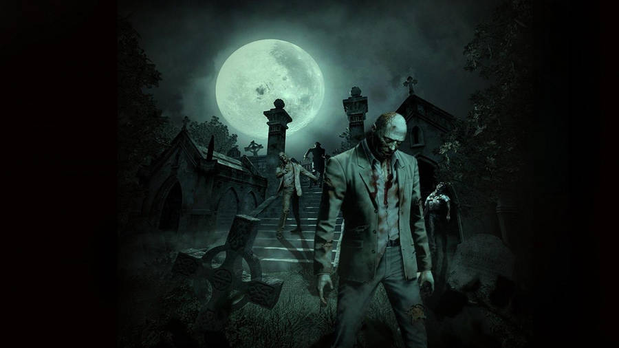 Somehow, The Dead Have Risen Again In This Gothic Graveyard Wallpaper