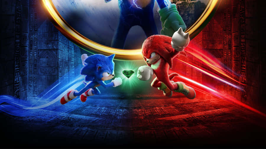 Sonic And Knuckles Face-off In A Battle Of Speed And Strength Wallpaper