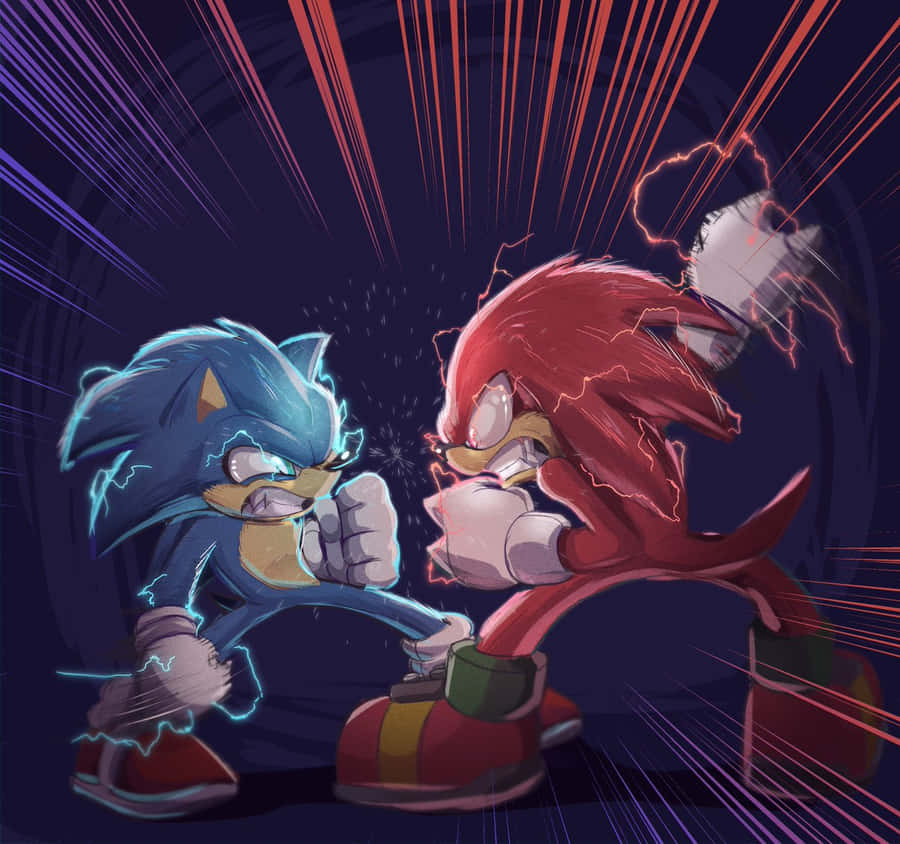 Sonic And Knuckles In A Powerful Showdown Wallpaper