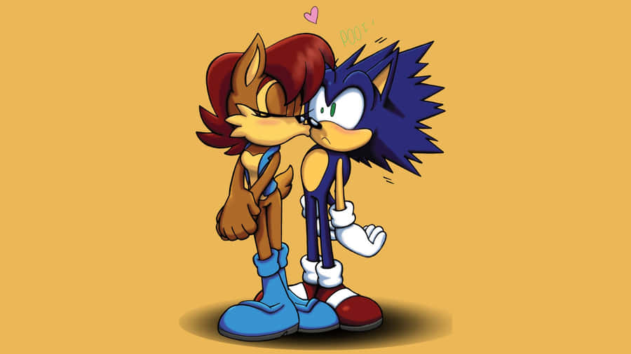 Sonic And Sally Sharing A Special Moment Together Wallpaper