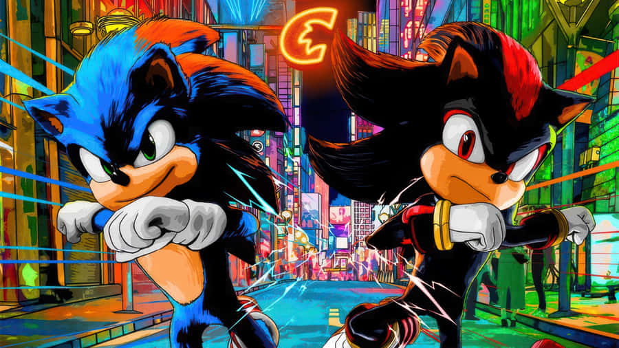 Sonic And Shadow City Chase Wallpaper