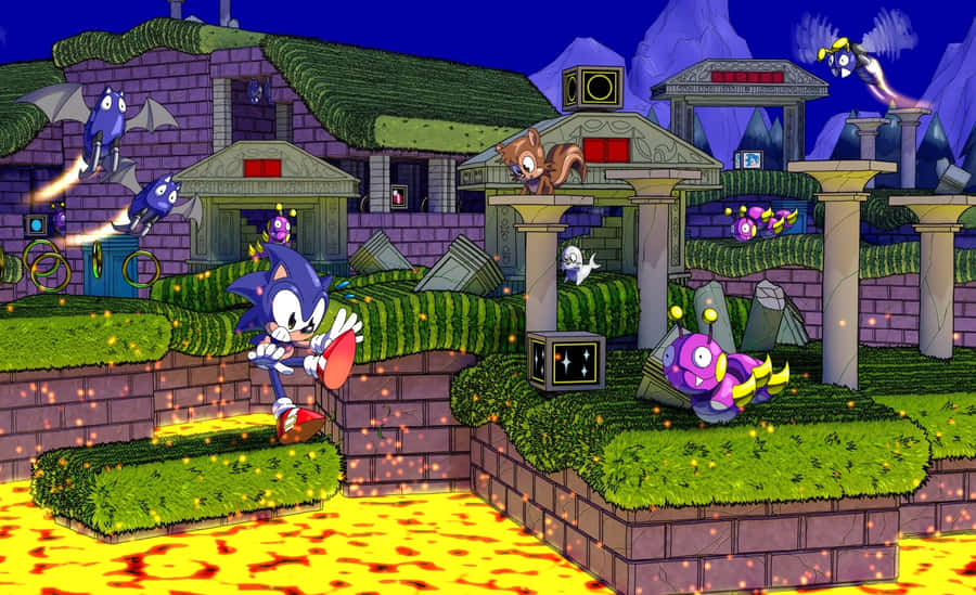 Sonic_ Marble_ Zone_ Action Wallpaper