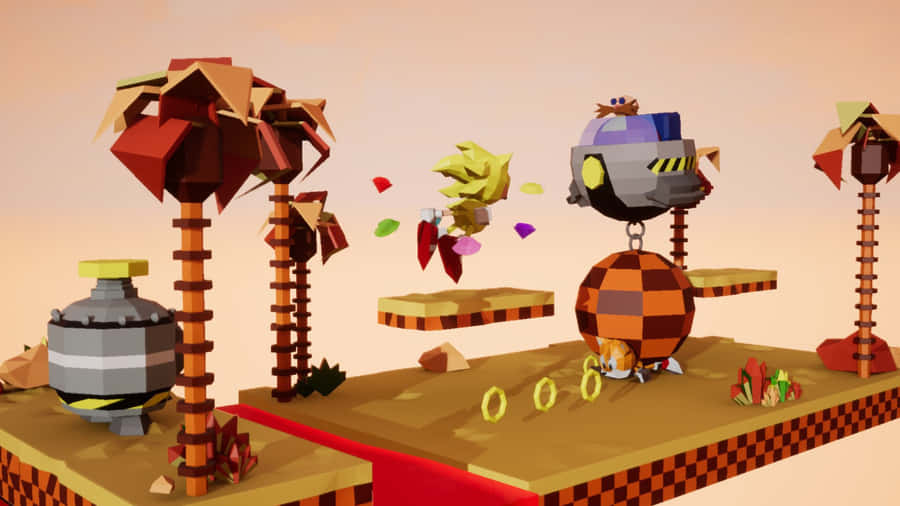 Sonic The Hedgehog Exploring Sandopolis Zone Wallpaper