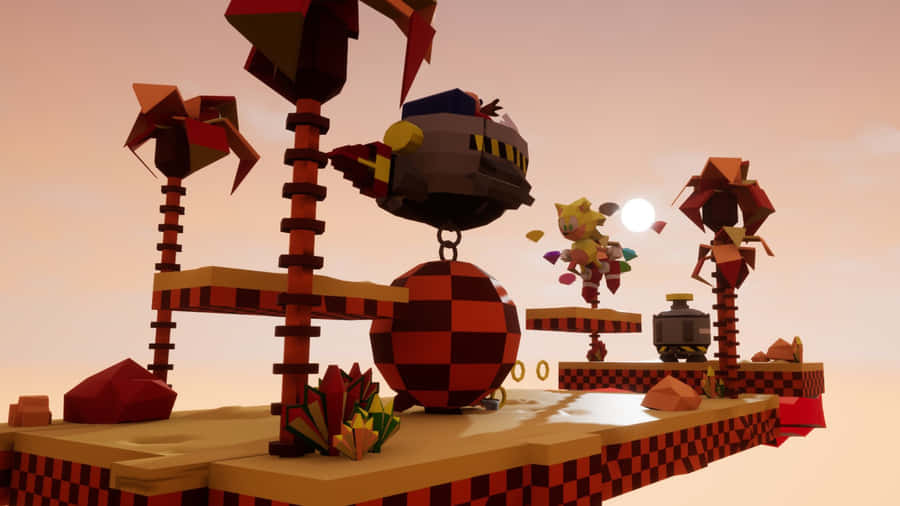 Sonic The Hedgehog In Sandopolis Zone Adventure Wallpaper