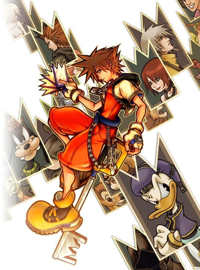 Sora Wielding The Iconic Keyblade In The Mystical World Of Kingdom Hearts Wallpaper
