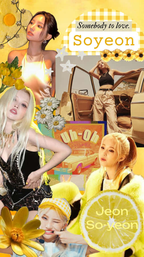 Soyeon Collage Yellow Aesthetic Wallpaper