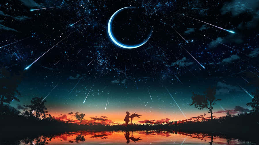 Space Anime Shooting Stars Wallpaper