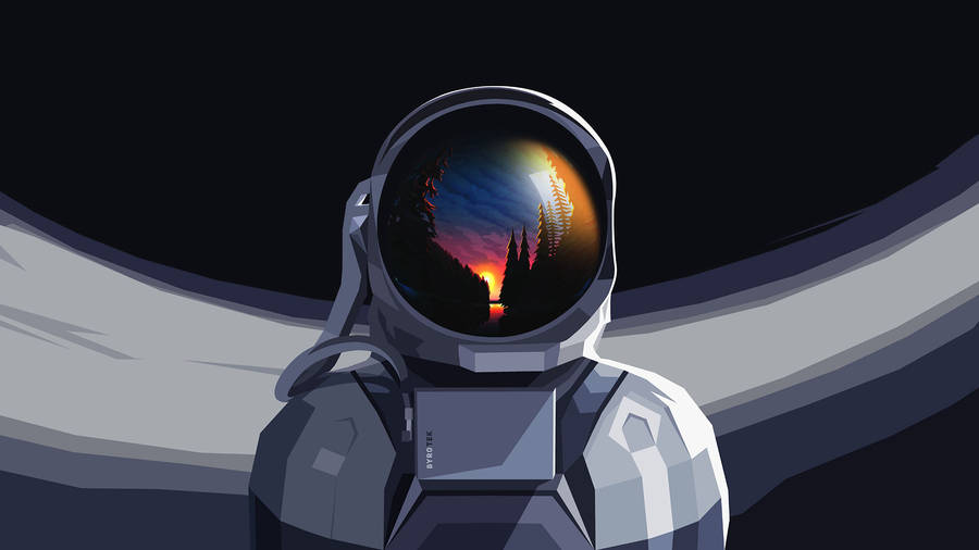 Space Astronauts Sunset Vector Wallpaper