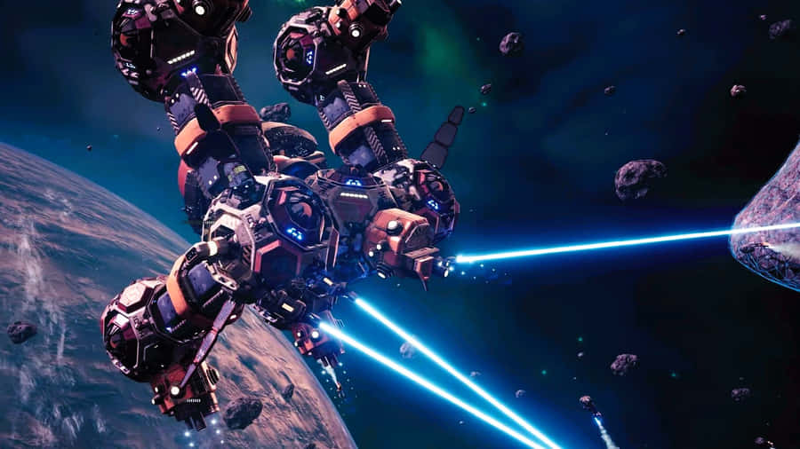 Space_ Battle_ Mech_ Firing_ Lasers Wallpaper