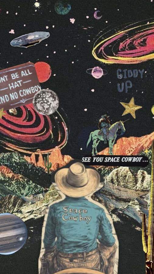 Space Cowboy Cosmic Journey Wallpaper