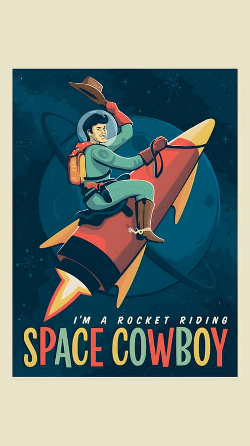 Space Cowboy Rocket Rider Wallpaper