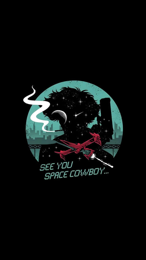 Space Cowboy Silhouette Scene Wallpaper