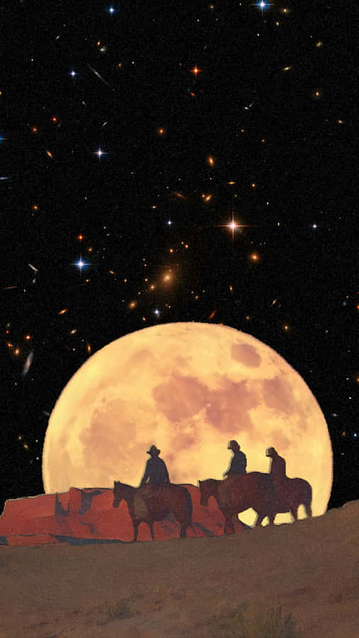 Space Cowboy Under Moonlight Wallpaper