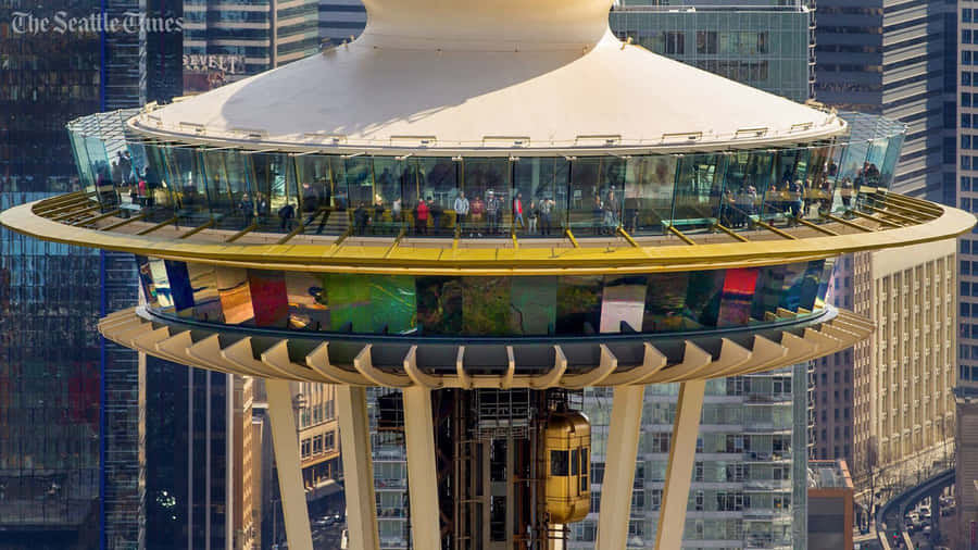 Space Needle Close Up Shot In Cool Seattle Wallpaper