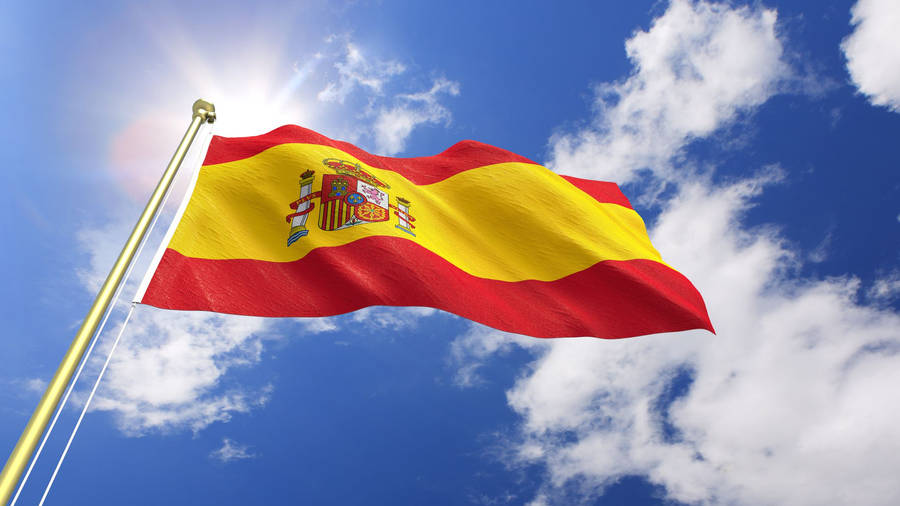 Spain Flag Sunlight Clouds Wallpaper
