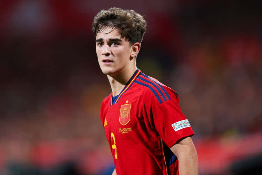 Spanish Footballerin Red Jersey Wallpaper