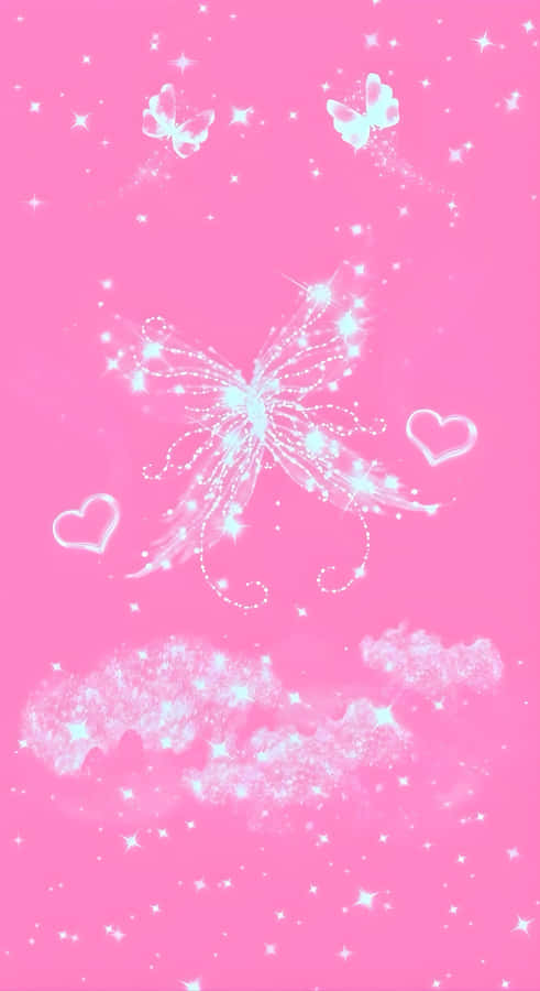 Sparkling Butterfly Hearts Wallpaper