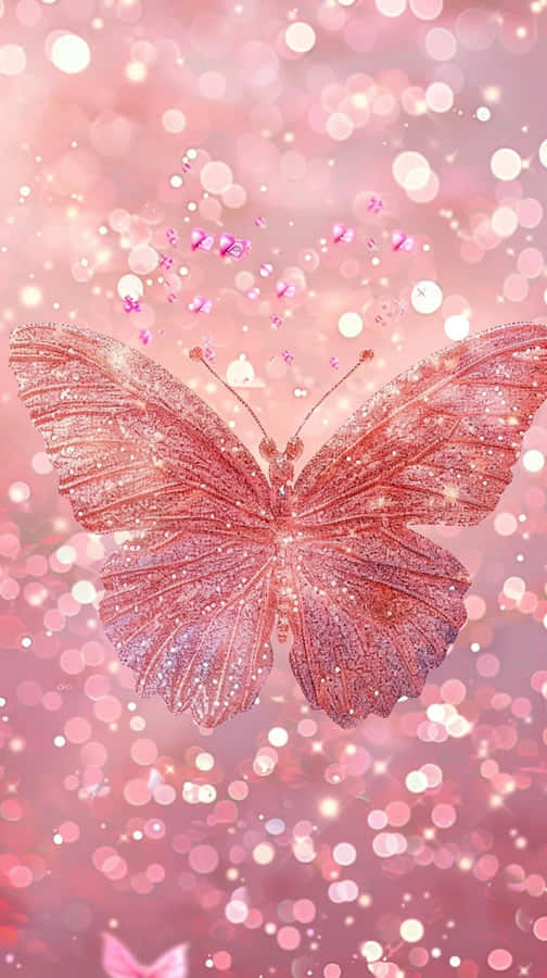 Sparkling Pink Butterfly Background Wallpaper