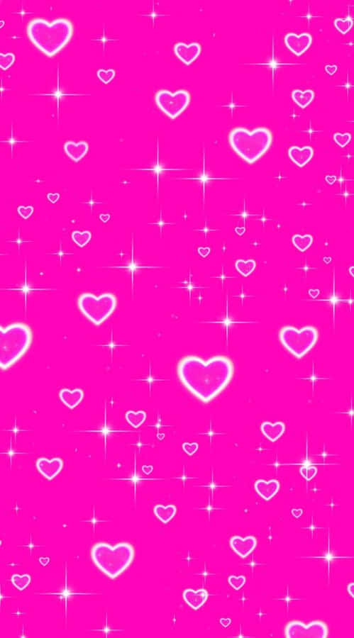 Sparkling Pink Hearts Background Wallpaper