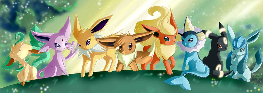 Sparkly Pokémon Eevee Evolutions Wallpaper