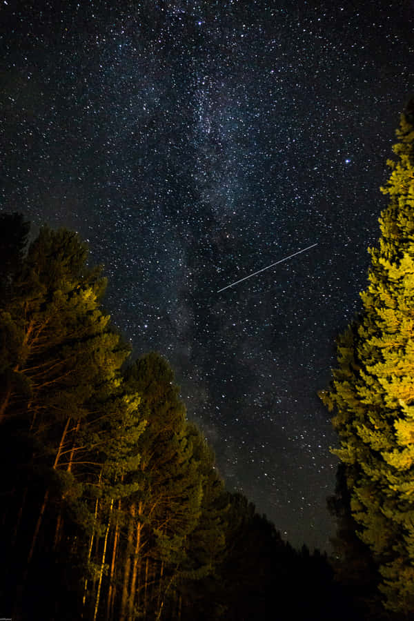 Spectacular Meteor Shower In The Night Sky Wallpaper