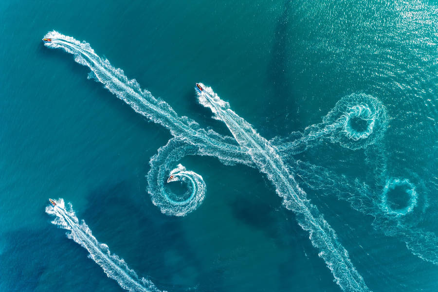 Speed Boat Aerial Shot Wallpaper