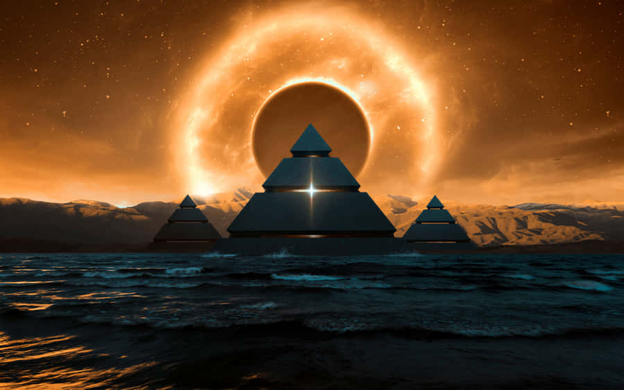 Spellbinding View Of The Pyramid Of The Moon Against A Starry Sky Wallpaper