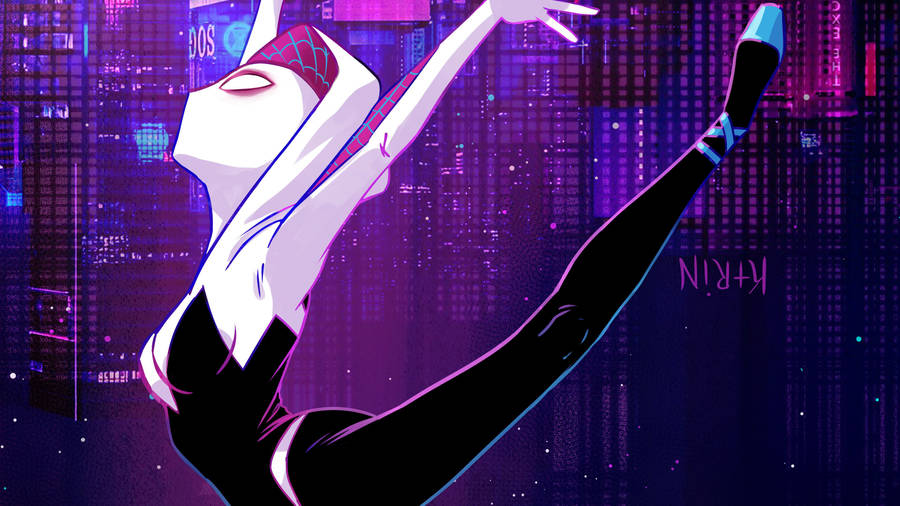 Spider Gwen In A Graceful Leap! Wallpaper