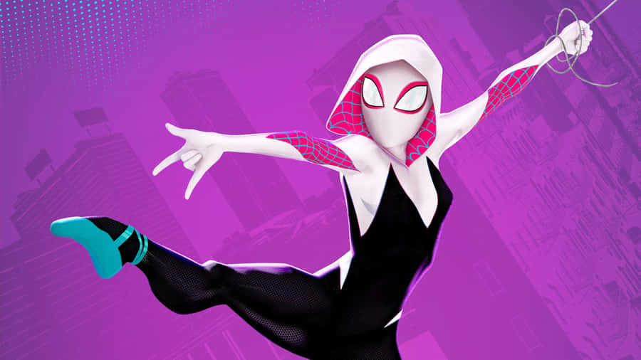 Spider Gwen Swinging Action Wallpaper