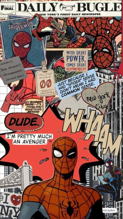 Spider Man Daily Bugle Collage Wallpaper
