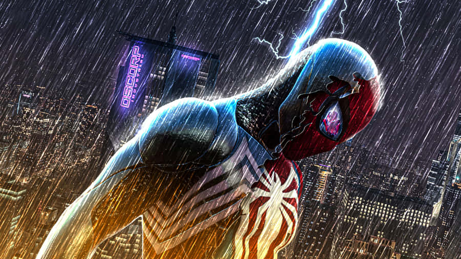 Spider Man Oscorp Tower Thunderstorm Wallpaper