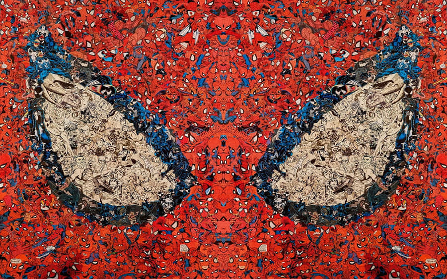 Spider - Man's Face In Red And Blue Paint Wallpaper