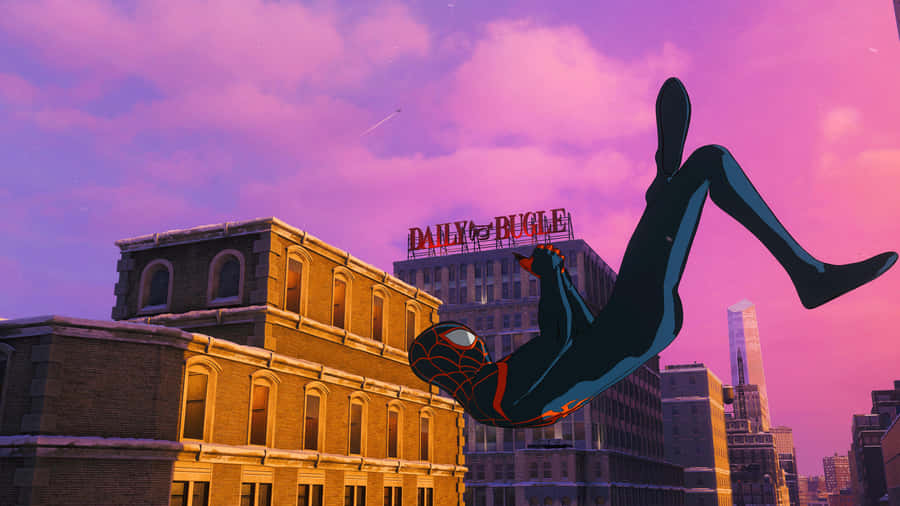 Spider Man Swinging Past Daily Bugle Wallpaper