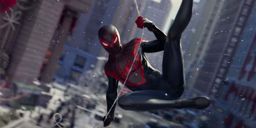 Spider-man Swoops Through The City Wallpaper