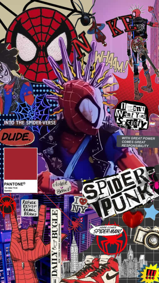 Spider Punk Collage Art Wallpaper