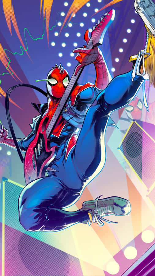 Spider Punk Rocking Out Wallpaper