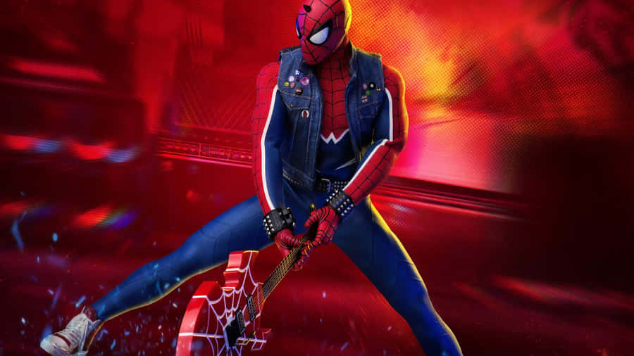 Spider Punk Rocking Out Wallpaper