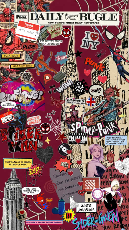 Spider Verse Collage Daily Bugle Wallpaper