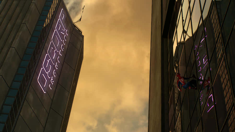 Spiderman Climbing Oscorp Building Wallpaper