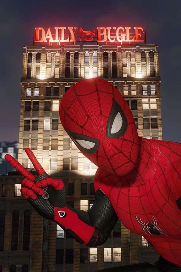 Spiderman Peace Sign Daily Bugle Background Wallpaper