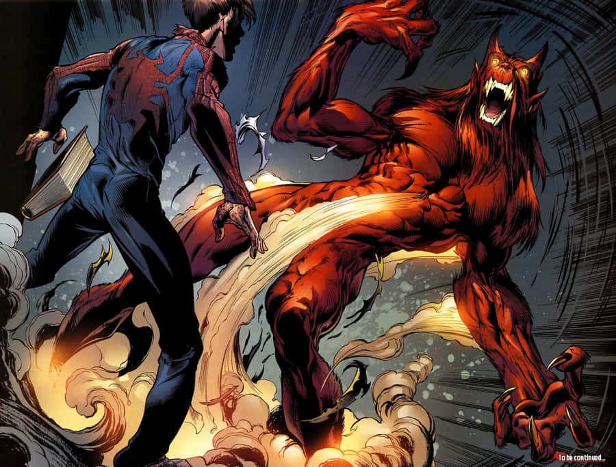 Spiderman_vs_ Werewolf_ Comic_ Art Wallpaper