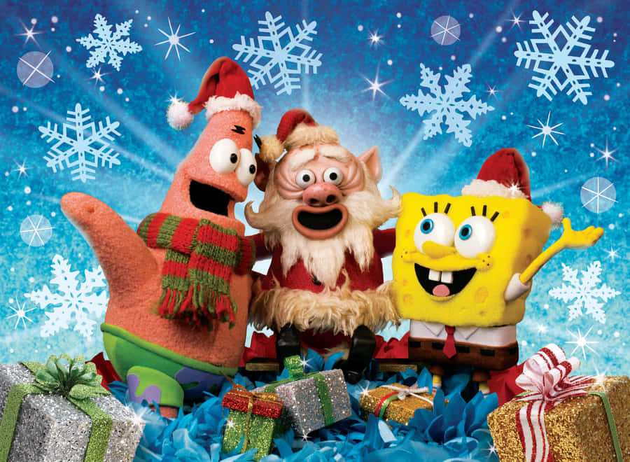 Sponge Bob Christmas Celebration Wallpaper
