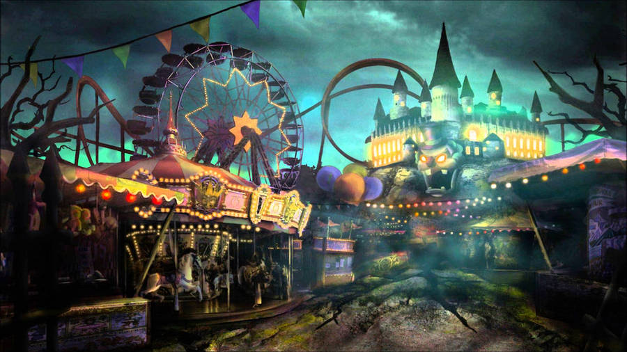 Spooky Abandoned Theme Park Wallpaper