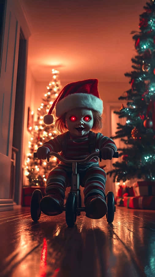 Spooky Christmas Evil Doll Wallpaper