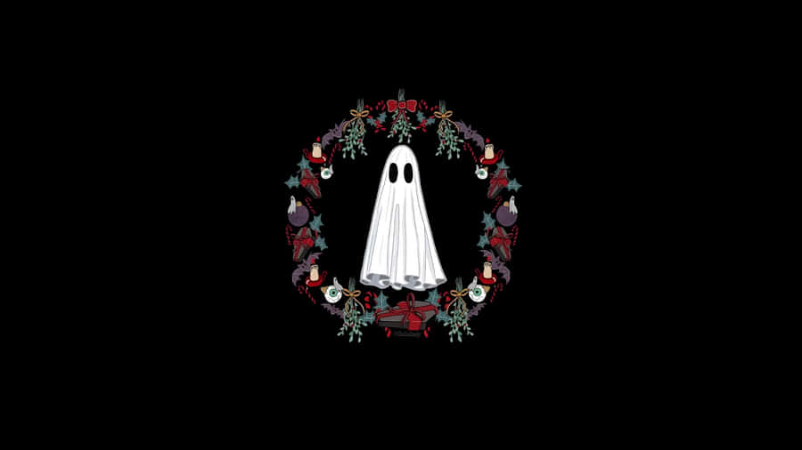 Spooky Christmas Ghost Wreath Wallpaper
