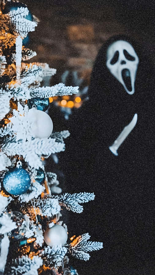 Spooky Christmas Horror Scene Wallpaper