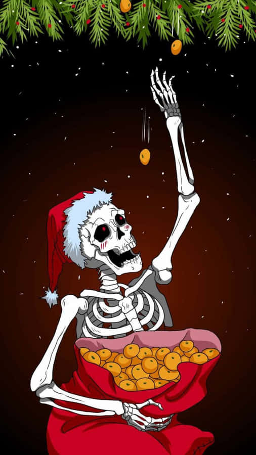 Spooky Christmas Skeleton Treats Wallpaper