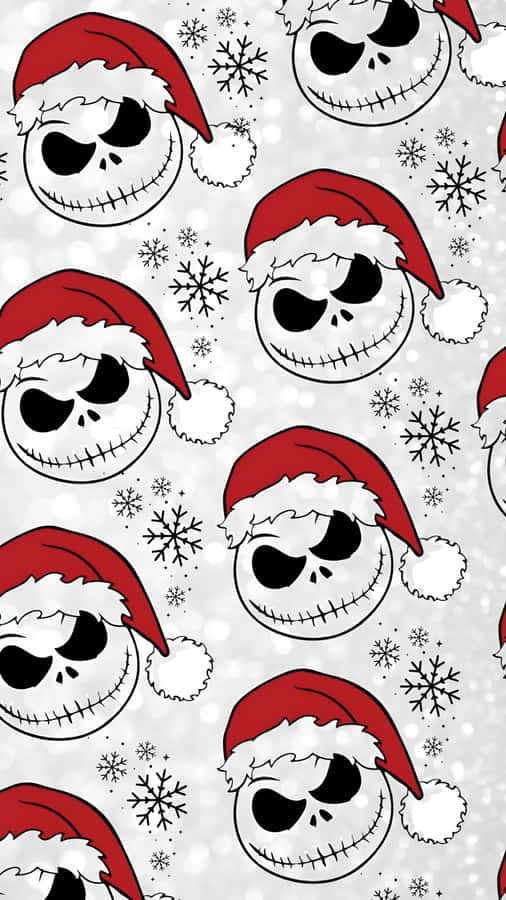 Spooky Christmas Skull Pattern Wallpaper