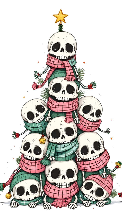 Spooky Christmas Skull Tree Wallpaper